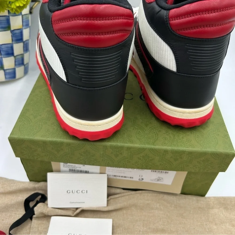 Men’s Gucci Mac 80 high top leather sneakers size 13 made in Italy.
